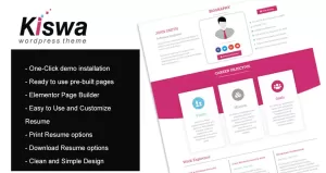 Kiswa- Parallax Resume WordPress Theme - TemplateMonster