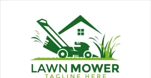 Lawn mower home service vector design template