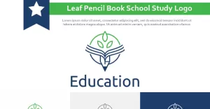 Leaf Pencil Book School Course Study Education Nature Logo
