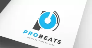 Letter P Pro Beats - Headphones Music Logo Design
