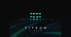 Letter T Molecule Connection Technology Logo