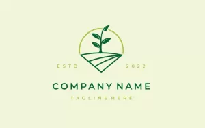 Line Art Green Nature Farm Agriculture Logo Template
