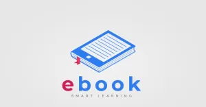 Logo Design Concept For eBook, Online Education, E-Learning. Minimal Logo Template