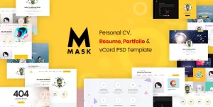 Mask - Personal CV, Resume, Portfolio & vCard PSD Template