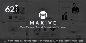 Maxive Multi-Purpose Minimal Agency, Personal, Photography, Portfolio PSD Template