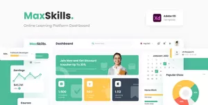 MaxSkills - Online Learning Platform Dashboard Adobe XD