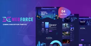 Medforce - Gaming Subscription Website PSD Template