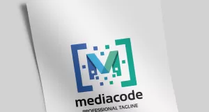 Media Code Letter M Logo Template