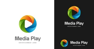 Media play design Logo Template