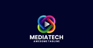 Media Tech Gradient Colorful Logo