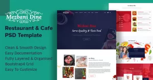 Mezbani Dine - Restaurant and Cafe PSD Web Template