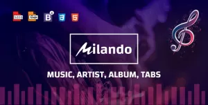 Milando - Music Portal With Track Playback Online Store and Musical Staff Multi Color HTML Template