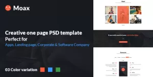 Moax - Multipurposed one page PSD Template for (App, Software & Others)