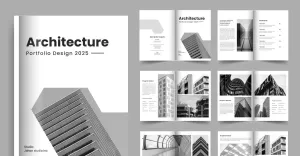 Modern building and architecture portfolio template, design portfolio brochure layout
