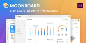 Moonboard – Admin Dashboard & UI Kit + Charts Kit Adobe XD Template