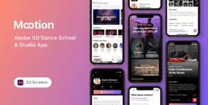 Mootion - Adobe XD Dance School & Studio App