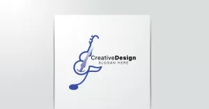 Music note guitar creative logo