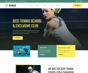 Netball  Tennis School & Sports Club Elementor Template Kit