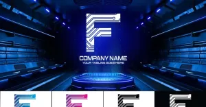 New Technology F Letter Logo Design-Brand Identity