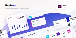 Nextrun - Neat and Clean Admin Dashboard Template Adobe XD