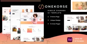 Onekorse - eLearning LMS Education Website, Single Course Adobe XD Template
