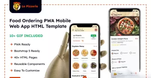 Online Food Ordering / Pizza Delivery PWA Mobile Web App Template - La Pizzeria