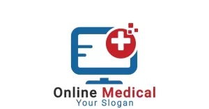 Online Medical Logo, Medical Care Logo, Medical Consulting Logo Template
