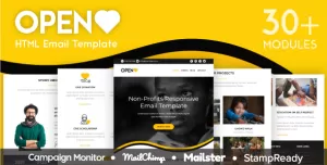 Open Heart - Responsive Email for Non Profit 30+ Modules - StampReady Builder + Mailster & Mailchimp
