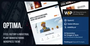 Optima  Steel Factory & Industrial Plant Manufacturing WordPress Theme