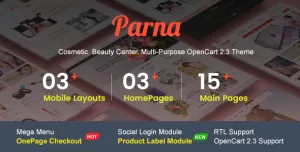 Parna - Multipurpose Responsive OpenCart 2.3 Theme  Cosmetic  Beauty Center  Fashion Store