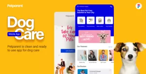 Petparent  A Dog Care Mobile App and Landing page Figma Template