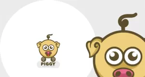 Pig baby head cartoon logo design