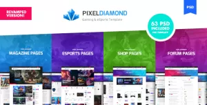 Pixel Diamond - eSports & Gaming Magazine PSD Template