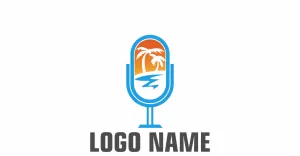 Podcast beach line Logo Template