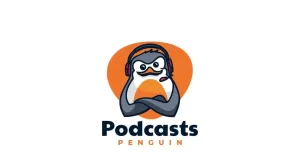Podcast Penguin Cartoon Logo