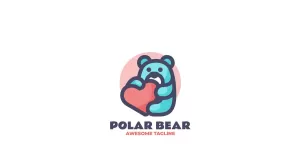 Polar Bear Love Mascot Cartoon Logo