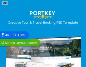 PortKey - Creative Tour & Travel Booking PSD Template
