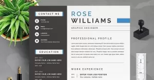 Professional Simple Graphic Designer Resume Template cv