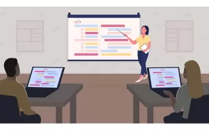 Programming Course Flat Color Animated Illustration
