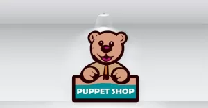 Puppet Shop Logo Template With A Bear For Puppet Shop Vector File