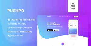 Pushpo - Creative App Landing PSD Template