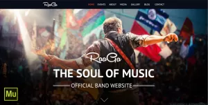 Raaga Parallax Muse Template for Musicians & Bands
