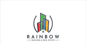 Rainbow Building Real Estate Logo Design - TemplateMonster