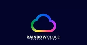 Rainbow Cloud Line Art Logo