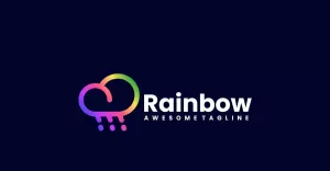 Rainbow Cloud Line Art Logo Style