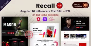 Recall - Angular 16 Sports Athlete & Social Media Influencer Portfolio Template