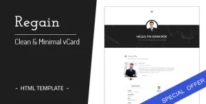 Regain - Clean & Minimal Personal vCard HTML Template