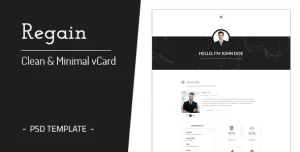 Regain - Clean & Minimal Personal vCard Template