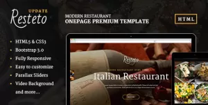 Resteto - One-page Restaurant Premium Template