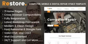 Restore - Computer, Mobile & Digital Repair Shop HTML5 Template